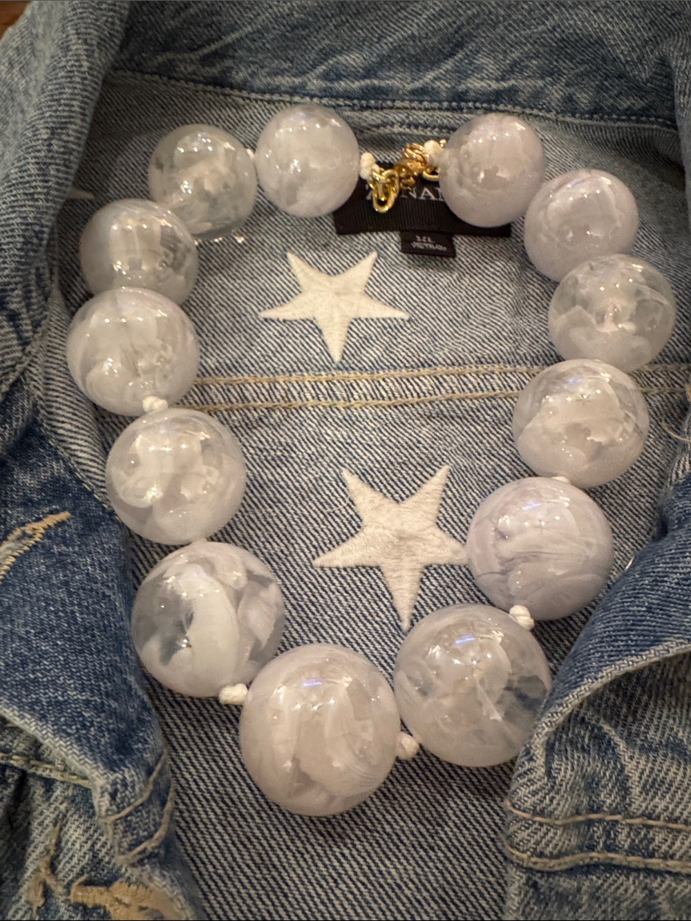 Chunky Glossy White Bead Necklace